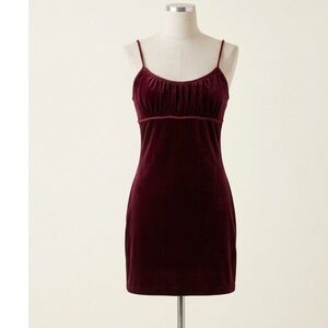 Vintage 90s Oxblood Velvet Mini Dress Milkmaid Whimsigoth Small